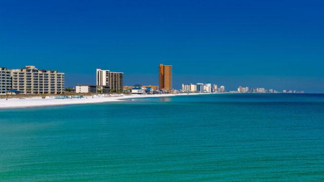 A view of Panama City Beach, Florida, along the coast